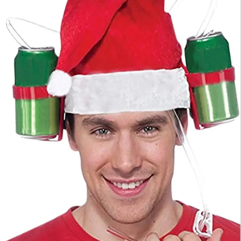 Wembley Holly & Jolly Santa Drinking Hat - Red and White